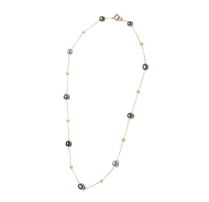K14YG黒蝶パール＆アコヤベビーパールネックレス – Perlagione Eshop