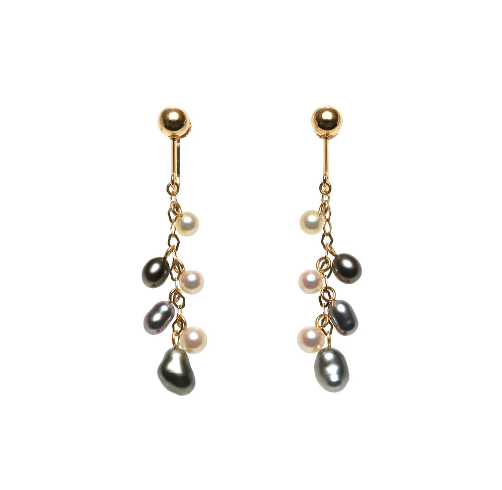 K14 Tahitian Pearl & Akoya Baby Pearl Earrings