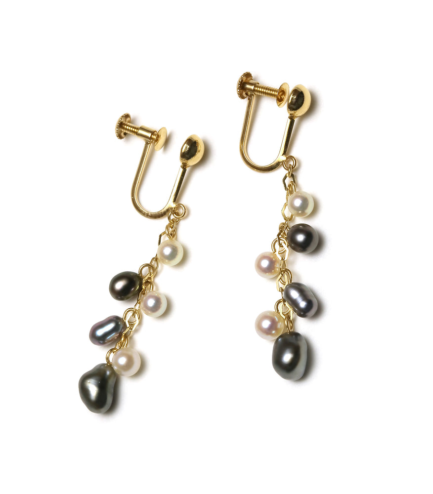 K14 Tahitian Pearl & Akoya Baby Pearl Earrings